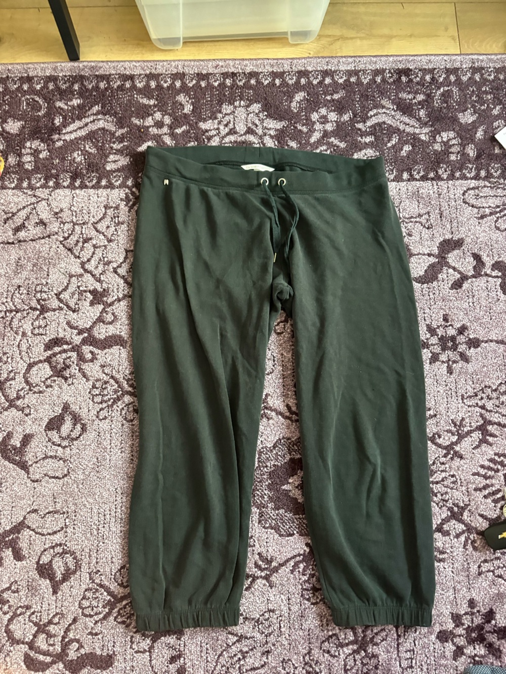 black victoria secret gauchos/ capri sweatpants with metal angel wings